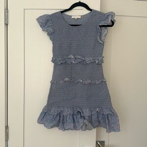 Love shack fancy blue smocked mini dress
